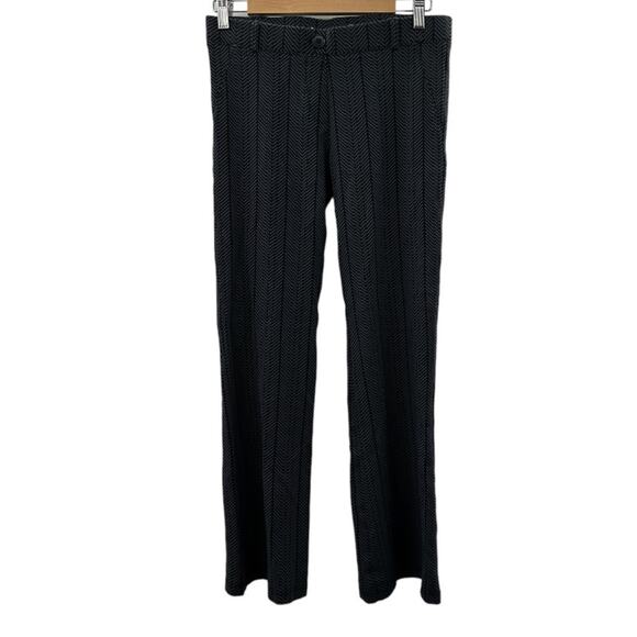 Betabrand Black & Gray Chevron Stripe Print Mid Rise Wide Leg Pull On Pants Sz M - Picture 1 of 10